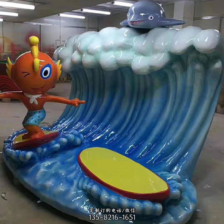 沖浪玻璃鋼海豚雕塑 沖浪玻璃鋼海豚雕塑