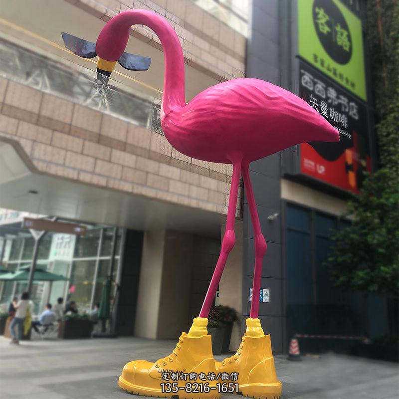 大型卡通火烈鳥玻璃鋼景觀商場廣場動物美陳雕塑 大型卡通火烈鳥玻璃鋼景觀商場廣場動物美陳雕塑