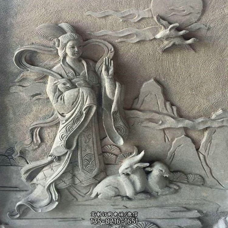 嫦娥浮雕-上古神話人物道教月神太陰星君雕塑 嫦娥浮雕-上古神話人物道教月神太陰星君雕塑