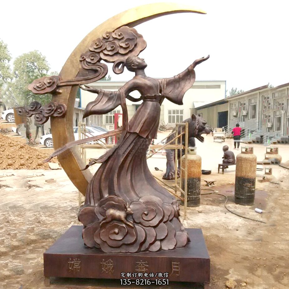 嫦娥奔月黃金雕塑-鑄銅神話人物上古美女雕像 嫦娥奔月黃金雕塑-鑄銅神話人物上古美女雕像