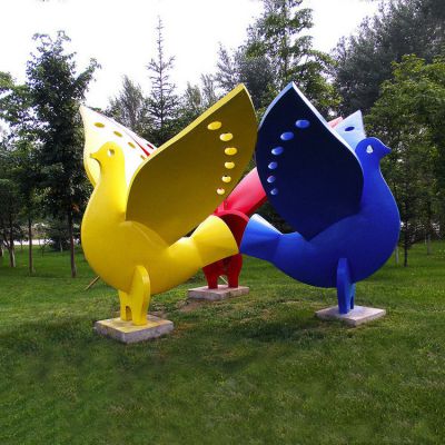 公園不銹鋼噴漆和平鴿雕塑 公園不銹鋼噴漆和平鴿雕塑