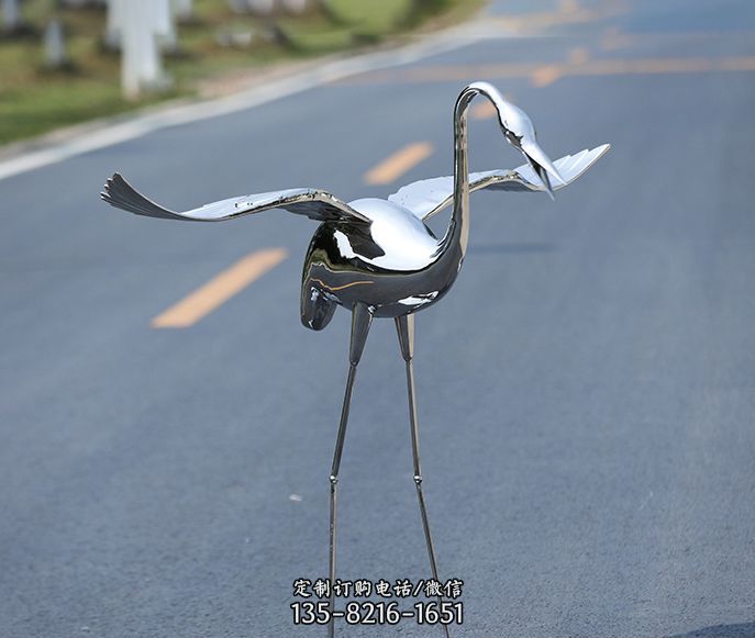 酒店鏡面仙鶴展翅不銹鋼雕塑 酒店鏡面仙鶴展翅不銹鋼雕塑