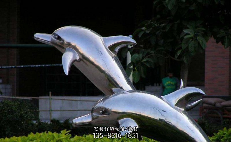 街邊不銹鋼跳躍海豚景觀雕塑 街邊不銹鋼跳躍海豚景觀雕塑