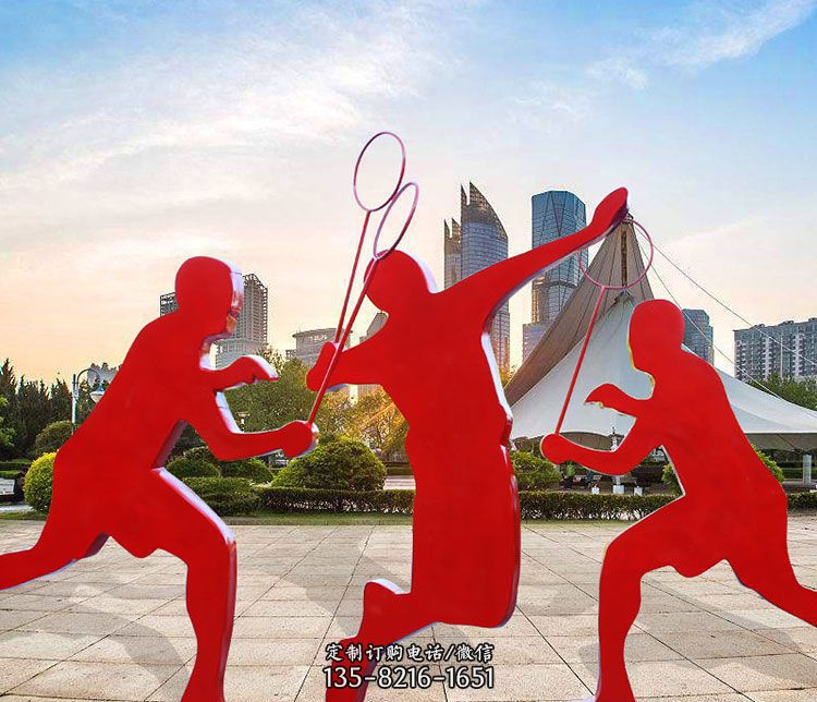 不銹鋼抽象剪影打羽毛球人物雕塑 不銹鋼抽象剪影打羽毛球人物雕塑