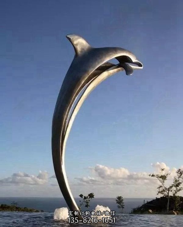 廣場不銹鋼抽象海豚雕塑 廣場不銹鋼抽象海豚雕塑