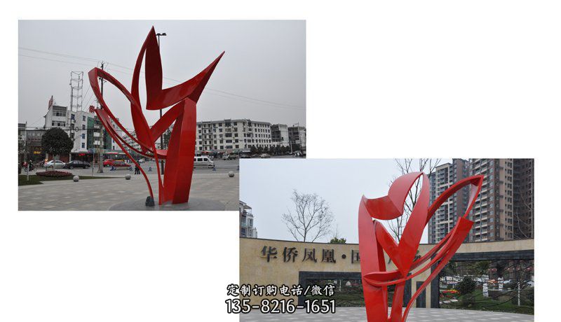 小區(qū)不銹鋼抽象鳳凰雕塑 小區(qū)不銹鋼抽象鳳凰雕塑
