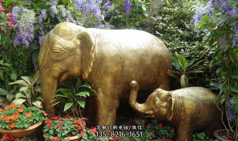 公園母子象動(dòng)物銅雕