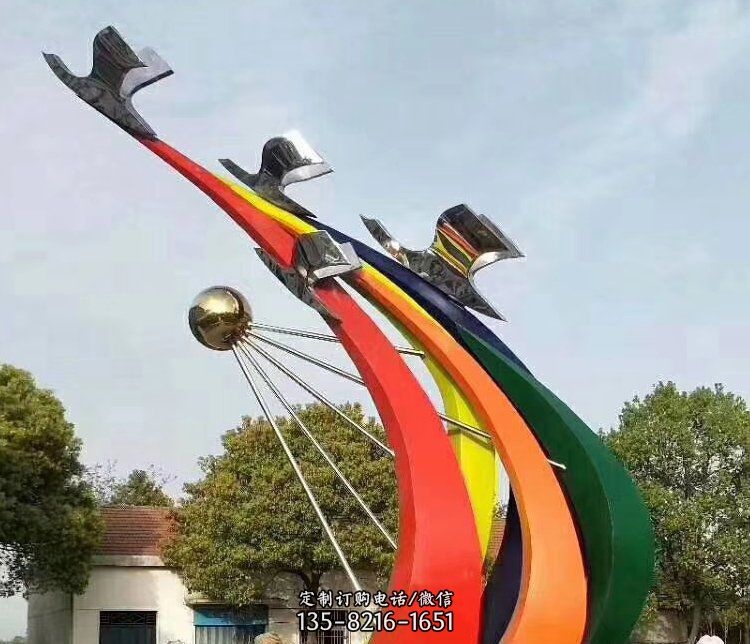 抽象和平鴿和太陽校園不銹鋼雕塑 抽象和平鴿和太陽校園不銹鋼雕塑
