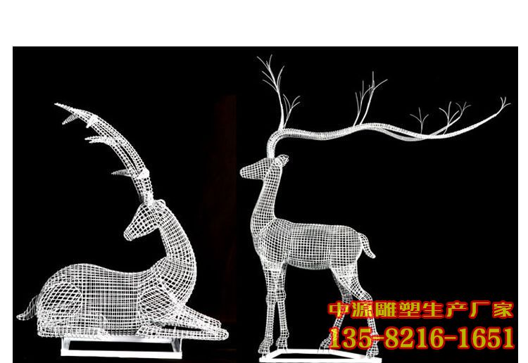 別墅不銹鋼鏤空鹿雕塑 別墅不銹鋼鏤空鹿雕塑