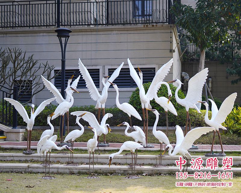 不銹鋼仿真仙鶴園林裝飾動(dòng)物雕塑