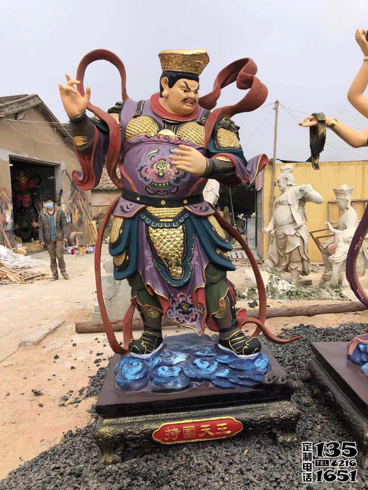 玻璃鋼持國(guó)天王彩繪景區(qū)寺廟天王雕塑 玻璃鋼持國(guó)天王彩繪景區(qū)寺廟天王雕塑