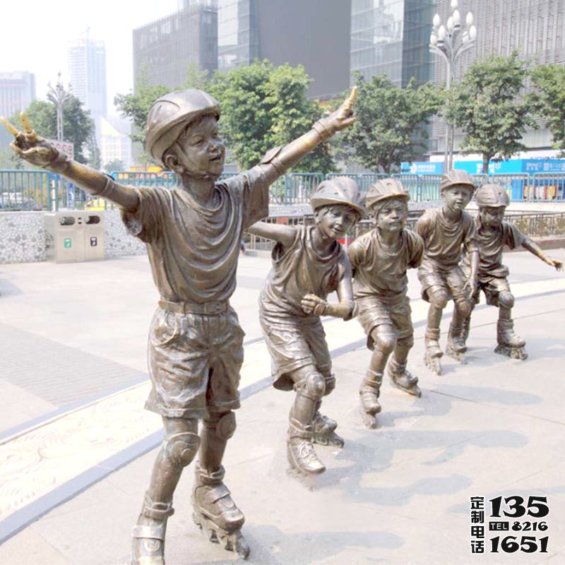 城市廣場(chǎng)滑旱冰小孩玻璃鋼仿銅小品景觀雕塑 城市廣場(chǎng)滑旱冰小孩玻璃鋼仿銅小品景觀雕塑