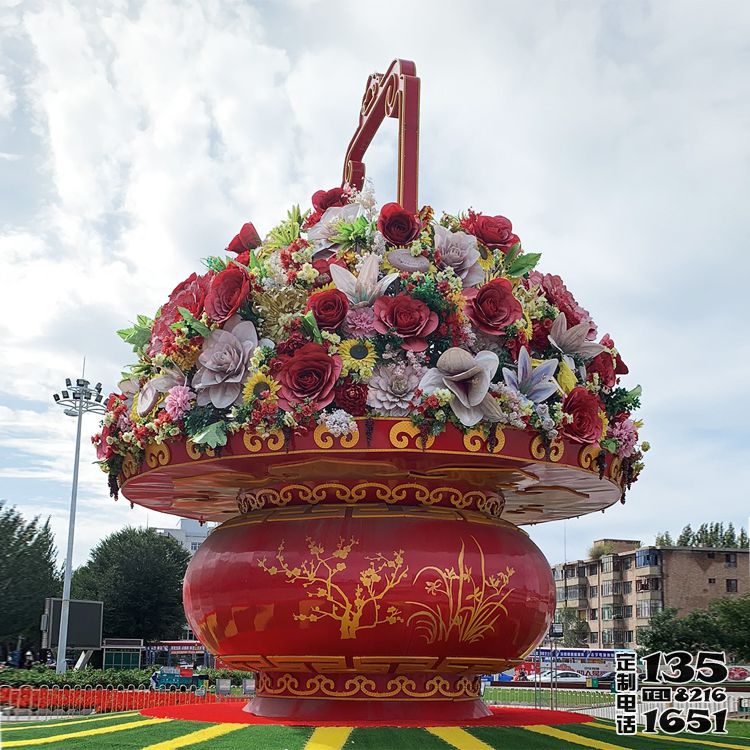 廣場(chǎng)大型喜迎國(guó)慶天安門玻璃鋼大花籃雕塑 廣場(chǎng)大型喜迎國(guó)慶天安門玻璃鋼大花籃雕塑